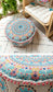 Turquoise Floral Haven Ottoman Pouf