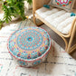 Turquoise Floral Haven Ottoman Pouf