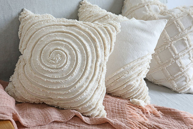 Beige Beauty Throw Pillow Cover