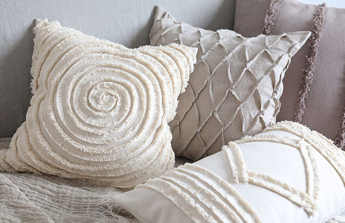 Beige Beauty Throw Pillow Cover