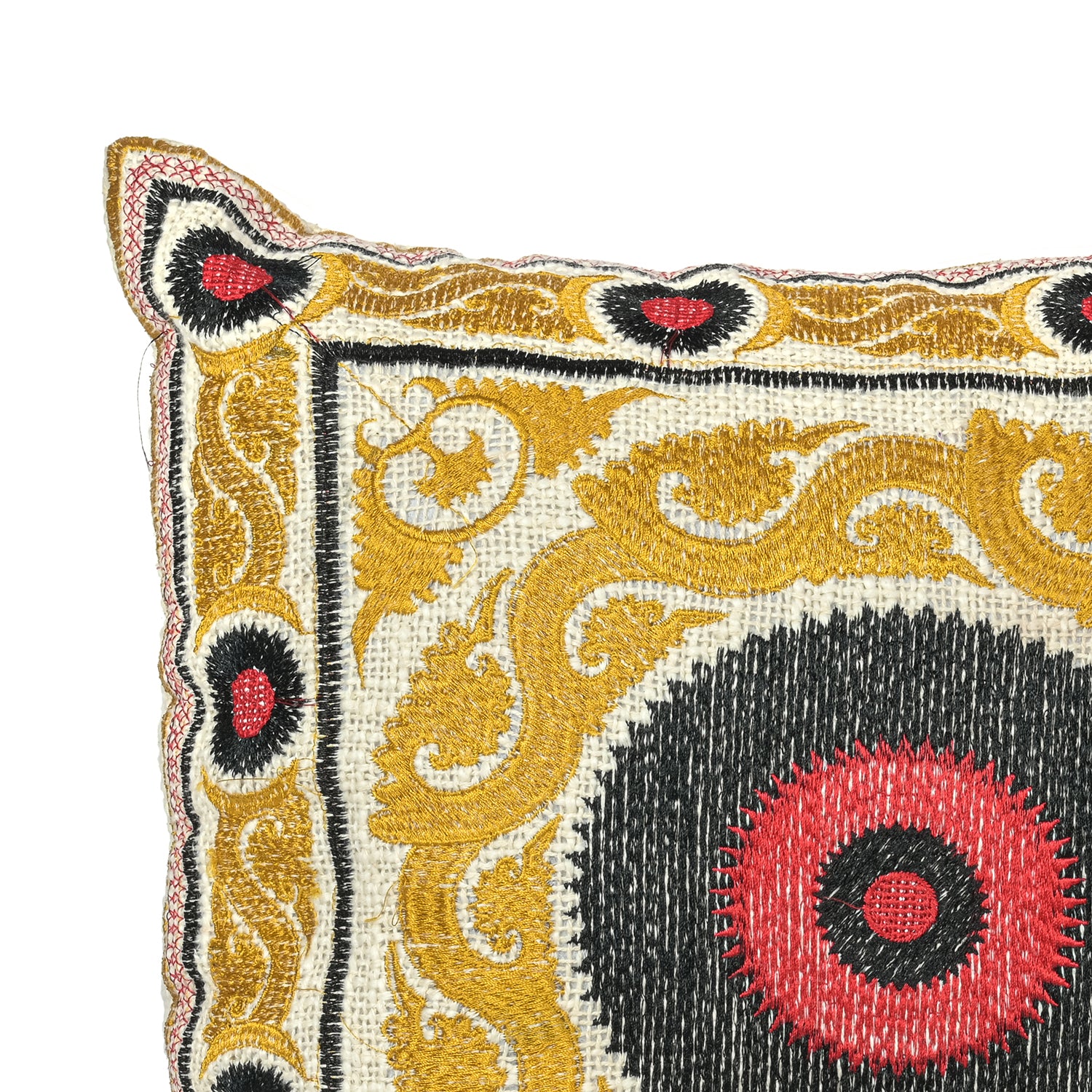 Gold Suzani Throw Pillow Cover