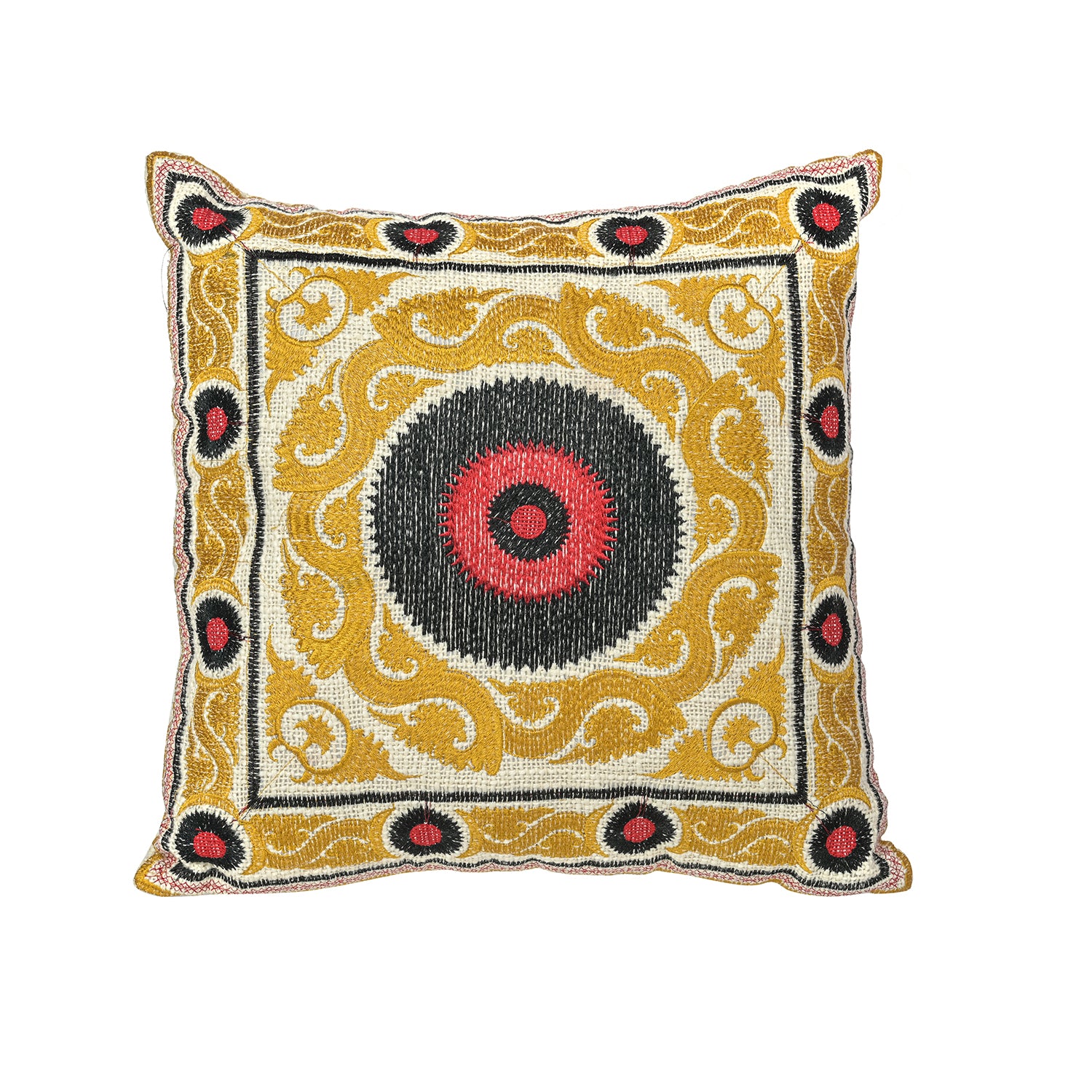 Gold Suzani Throw Pillow Cover