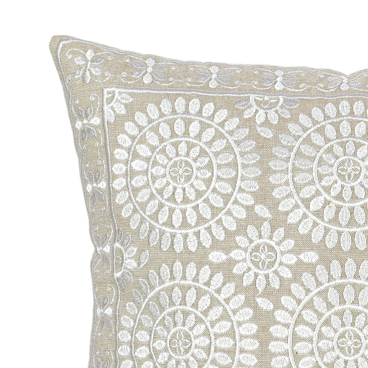 White Geometric Jaipur Throw Pillow Cover
