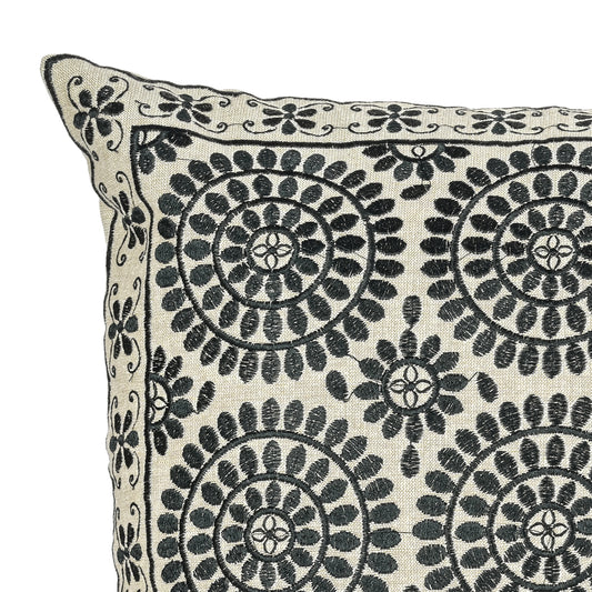 Black Geometric Jaipur Throw Pillow Cover