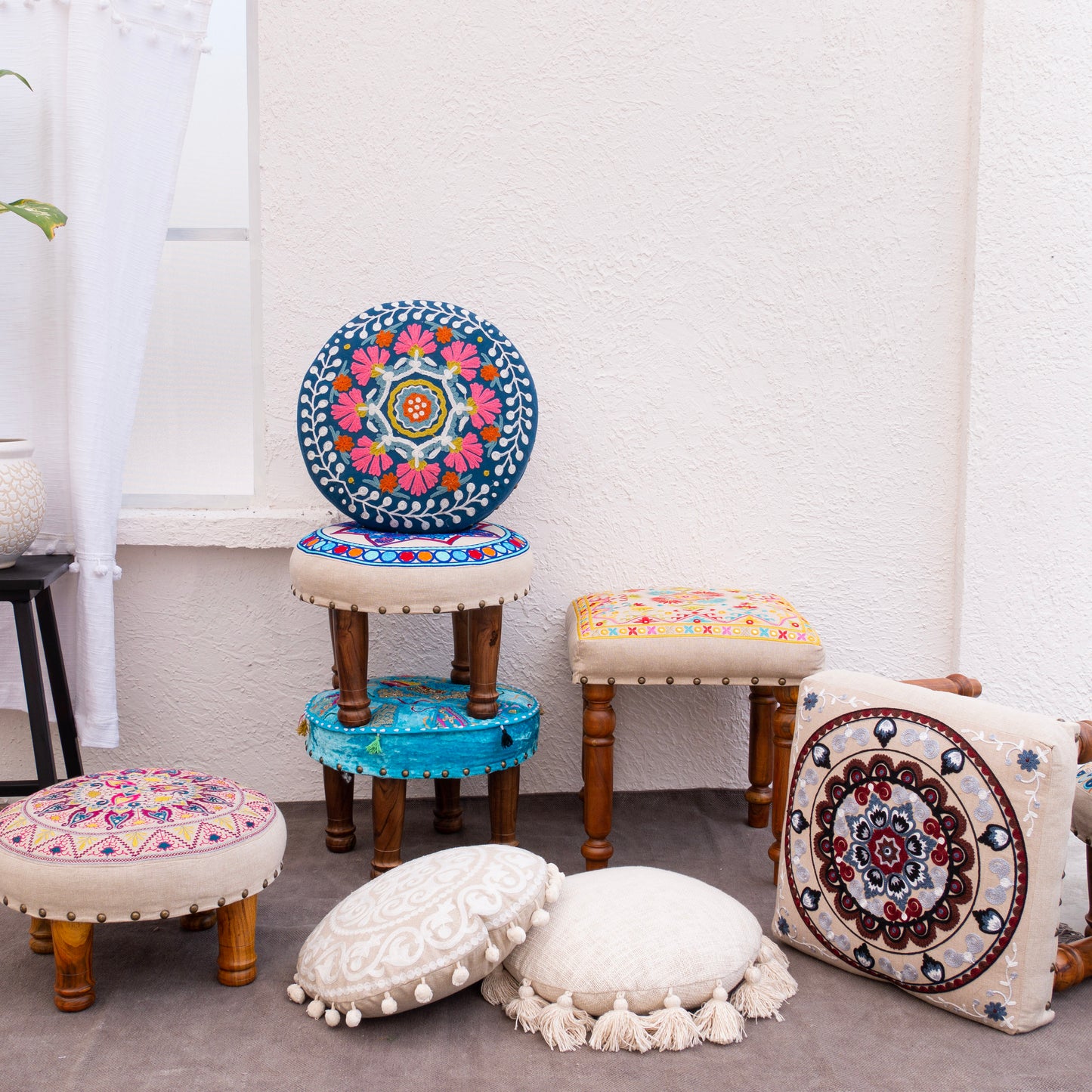 Pink Symmetry Footstool